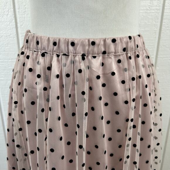Anne Klein Midi Skirt Pleated Polka Dot Pink Coquette Balletcore Women Medium - Picture 3 of 7